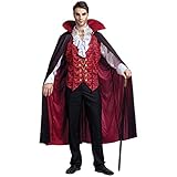 Spooktacular Creations Renaissance Mittelalterliche Vampir Deluxe Halloween Kostüm für Herren Rollenspiel Sins Cosplay (Large, Red)