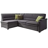 CAVADORE Ecksofa Pisoo mit Federkern / Kleine Eckcouch mit Schlaffunktion / Ottomane links / 245 x 89 x 161 / Strukturstoff b