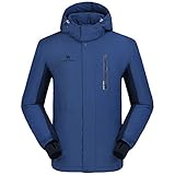 CAMEL CROWN Herren Skijacke Wasserdicht Winterjacke Wanderjacke Regenjacken Winddicht Outdoor Funktionsjacke Full Zip Warmer Fleece Futter Snowboardjacke Freizeitjacke mit Abnehmbar Kap