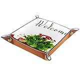 Leder Valet Tray, Würfel Tray Folding Square Holder, Kommode Organizer Platte für Wechsel Münzschlüssel Blumen Gartengeräte (2)