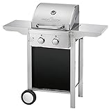 Profi Cook Gasgrill PC-GG 1128, 2 Brenner aus Edelstahl, kleiner Balkongrill, Campinggasgrill, Outdoor-Grill, BBQ-Grill, Ablage klappbar, platzsparend, stufenlose Temperatursteuerung, 6,3 kW