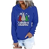 GANBADIE Womens Christmas Plus-Size Hoodies Solid Color Christmas Print Long Sleeve Hoodies Drawstring Pullover Sw