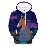 YTQQ-BoJack Horseman-Unisex 3D Sweater Streetwear,Anime Cartoon Cosplay Costume Sweatshirt Pullover Drawstring Sweater-XL