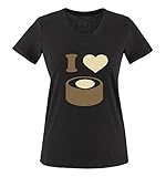 Comedy Shirts - I Love Sushi - Rolle - Damen V-Neck T-Shirt - Schwarz/Hellbraun-Beige Gr. M