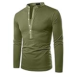 BIBOKAOKE Herren Langarm V-Ausschnitt Knöpfe Freizeithemd Einfarbig Regular Fit Langarmshirt Sportbekleidung Longsleeve Langärmeliges Dünne Basic Business Longshirt Fitness Sw