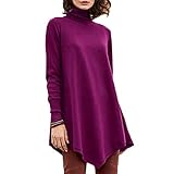 Damen Langarmshirt Ladies Turtleneck Longsleeve Frühling und Herbst Langarmhemd lässige Lange Bluse Wellensaum Stehkragen Taille Mode lässige Bluse Schildpatt-Ausschnitt schlanker eleg