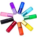 FSSTUD 6 Stück 5ml Leere Klein Bunt Roll On Glasflaschen Nachfüllbar Ätherische Öle Flaschen Fläschchen Glas Roller F
