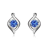 VONALA Ohrringe Damen, 925 Sterling Silber Ohrstecker Zirkonia Hypoallergen Schmuck Geschenk für Frauen(Sapphire)