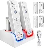 Remote Ladegerät für 2 Wii Controller mit 4 Akkus,TechKen Ladestation für WII Fernbedienung für Wii Remote Docking Station für W