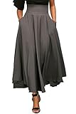 May Story Damen Retro Maxirock Hoher Taille Rockabilly Rock Lang Festlich Tellerrock Faltenrock (XL (EU48-50), Grau)