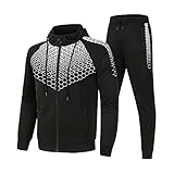 DRESCOKLJ Herren Trainingsanzug Jogginganzug Kapuzen Pullover Fitness Fleece Sweatshirts Hoodie Set Bequeme Jogginghose Sportanzug Freizeitanzug Fitness Hose Sweat Suits S