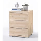 Universal Nachttisch in Edelbuche Optik - Moderner Nachtschrank mit drei Schubladen für Ihr Boxspringbett - 46 x 61 x 42 cm (B/H/T)