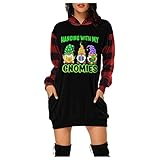 Winterkleid Damen Weihnachtskleid Sexy Mode Langarm Hoodies Pullover mit Weihnachten Druck Winterkleid Winterjacke mit Taschen Weihnachtspullover Abendkleid Schwarze Langarmjacke Slim Fit Party