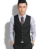 YUANYUAN520 Herren-Anzugweste, Baumwolle, schwarz, grau, formelle Businss, Weste, Hochzeit (Farbe: Schwarz, Größe: L (EUR XS))