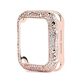 HanGao Luxus-Bling-Diamant-Fall-Abdeckung stoßfestes Zubehör FIT for Apple Watch-Serie SE 6 5 4 3 Hard Case for iWatch 38mm40mm 42mm 44mm (Color : Pink, Dial Diameter : 42mm)