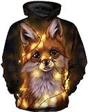 Ocean Plus Jungen Mehrfarbiger Druck Kapuzenpullover Kinder Hoodie mit Lange Ärmel Teen Sweatshirt mit Kapuzen (XL (Körpergröße: 135-145cm), Leichter Kleiner Fuchs)