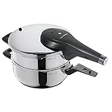WMF Perfect Premium Schnellkochtopf Set Induktion 2-teilig, Dampftopf 4,5l + 3,0l, Cromargan Edelstahl, 2 Kochstufen, All-in-One-Drehknop