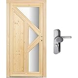 kuporta Fichte Holzhaustür nach Maß Schrecksbach DIN links SIZE Haustüren Eingangstür Wohnungstür Holztür mit Drücker/Griff-S