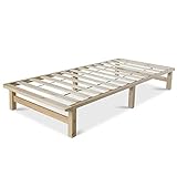 Homestyle4u 1908, Holzbett Palettenbett 90x200 cm, Bettgestell mit Lattenrost, Natur, Kiefer M