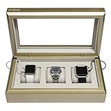 OYOBox Smart Watch Box, Luxus 3 Slots lackiertes Holz Organizer zum Aufbewahren und Aufladen, L