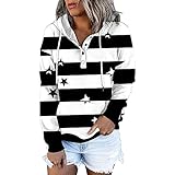 Damen Kapuzenpullover Spleißen Langarm Splice Pullover Hoodies Sweatshirt Stitching Tops Bluse Streifendruck Spleißen Kapuzenjacke Aesthetic Stitching Hooded Outwear Jacke M