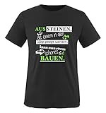 Comedy Shirts - Aus Steinen, die einem in den Weg gelegt Werden, kann Man etwas schönes Bauen. - Jungen T-Shirt - Schwarz/Weiss-Neongrün Gr. 152/164