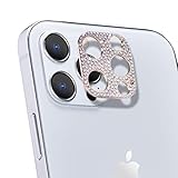 ICARER Bling Kamera Linse Schutzfolie für iPhone 12 Pro Max 2020, Diamant Kamera Objektivschutz Dekorationen Aufkleber Linse Protector Cover für Apple iPhone 12 Pro Max (Roségold)