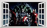 Wandtattoo Marvel Avengers Wandaufkleber 3d Effekt Windows Superhelden Wandkunst Aufkleber Aufkleber Schlafzimmer Jungen Mädchen (groß) 100x60