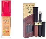 Bourjois Healthy Mix Anti-Füdigkeit Medium Coverage Liquid Foundation 57.5 Golden Toffee & Max Factor Lipfinity Long Lasting Two Step Lipstick - 360 Perpetually My