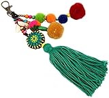 Anawakia Quaste Schlüsselanhänger Boho Bunte Lange Fransen Anhänger Schlüsselanhänger Auto Tasche Handtasche Handarbeit Ornamente Geschenk