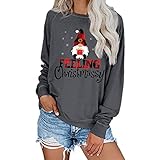 Damen Weihnachten Basic Pullover Hoodie,Herbst Winter Druck Oberteile Mit Kapuze Frauen MäDchen Sweatshirt Langarm Button Taschen T-Shirt Frauen Pulli Fashion Sweatshirt Christmas Longp