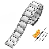 RHBLHQ 12mm 14mm 16mm 18mm 20mm 22mm Edelstahl Keramik Uhrenband Männer Frauen Schmetterling Schnalle Armband Band Uhrenarmbänder (Band Color : Silver White, Band Width : 16mm)