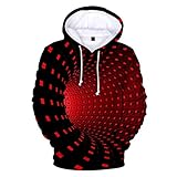 Celucke 3D Druck Kapuzenpullover Herren Hoodie mit Wirbelpunkte-Design, Männer Pullover Sweatshirt Lässiger Langarm Tops Pulli Kapuzenpulli (Rot, XXXXL)