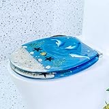 Toilettendeckel Quick-Release weiche schließen Standardgröße WC-Sitz mit Deckel Art 3D-Effekte Hochleistungs-WC-Deckel, Novülmenter Schutzharz WC-Sitz, einfach installieren Shell for U / v / o Type T
