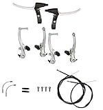 P4B | Komplettes V-Brake Bremsen Set in Silber - für vorne und hinten | Bremsarme 110 mm mit linearer Feder | Geeignet für 16-28 Zoll | Bremsanlage für MTB, Trekking, Citybik