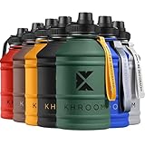 Khroom® Edelstahl Trinkflasche Sport 2,2 L - Kohlensäure geeignet & bruchfest - BPA freie Edelstahlflasche für Fitness & Freizeit | 2 L XXL Water Jug | Wasserflasche | Sportflasche (Grün)