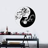 CATLXC Vinyl Wandtattoo Yin Yang Zen Philosophie Baum Asiatische Wandaufkleber Wand Wohnzimmer Schlafzimmer Home Decorate Decals Tapete 42X42