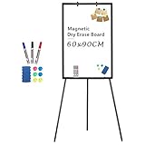 Flipchart Whiteboard 60x90cm | höhenverstellbar mit Papierhalterung | Dreibein Ständer | magnetisch Whiteboard (schwarz)
