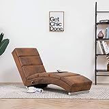 Nishore Relaxliege Liegesessel | Lounge Liege Wohnzimmer Chaiselongue | mit 5 Massagemodi und Heizfunktionin Wildleder-Optik 155 x 51 x 71 cm B