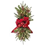 NZNGII Christmas Stair Decoration, Kabellose vorbeleuchtete Treppe Swag Trim, Cordless Prelit Stairway Swag Trim,LED-Kranz vorbeleuchtete Treppe Swag T