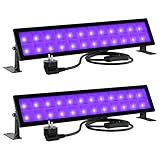 Onforu 2er 48W LED Schwarzlicht, UV Strahler mit Stecker und Schalter, IP66 Wasserdicht Außen Schwarzlichtlampe, Black Light Fluter für Neonfarbe, Körperfarbe, Halloween, Bühnen, Party Dek