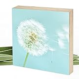 Wunderpixel® Holzbild Pusteblume I - 15x15x2cm Holzschild zum Hinstellen/Aufhängen, echter Fotodruck mit Foto auf Holz - schwarz-weißes Wand-Bild Aufsteller zur Dekoration oder Geschenk