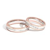 IGI zertifiziertes Diamant-Matching-Band, gemischtes Metall Verlobungsring Set, HI-SI Farbe Klarheit Diamant Ring für Ihn, zierliches Gold Jubiläum Ring Set, 14K Weißes Gold, Size:EU 47