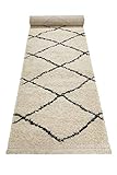 Wecon home, Moderner Hochflor Teppich - Läufer im Berber Style für Wohnzimmer, Flur, Schlafzimmer Studio one (80 x 230 cm, Creme beige)