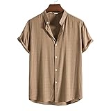 SSBZYES Herrenhemden Kurzarm Herrenmode T-Shirt Strickjacke Stehkragen Dunkles Karo Kurzarmhemd Einfarbiges H