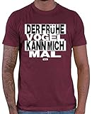 HARIZ Herren T-Shirt Der Frühe Vogel Kann Mich Mal Sprüche Schwarz Weiß Plus Geschenkkarte Wein Rot 3XL