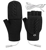 SoulQ Beheizte Handschuhe, Unisex, USB-Handschuhe, gestrickt, waschbar, für den Winter, halbe und volle Finger, Laptop-Handschuhe, Fäustling