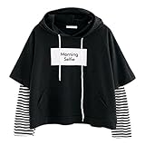 VEMOW Damen Hoodie, Frauen Brief gedruckt Sweatshirt Langarm Nähen Bluse Top