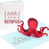 PopLife Freche Oktopus 3D-Pop-Up-Karte – 'I wish I was an Octopus.', Geburtstagskarte, für Jahrestag, Valentinstag für Sie oder Ihn – für Ehemann, Ehefrau, Freund, F
