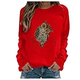 WWricotta Pullover FüR Damen - Sportbekleidung Sweatshirt 100 Baumwolle LäSsige Kleidung Mode Tunika Damen GüNstige Sweatshirts Longsleeve Pullover Damen Unisex Shirt Langarm Damen Plus S